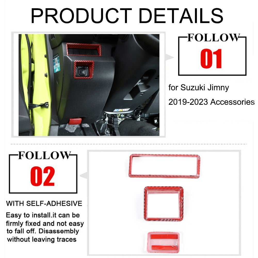 Red Carbon Fiber Rearview Mirror Adjustment Switch Cover for Suzuki for Jimny 19-23