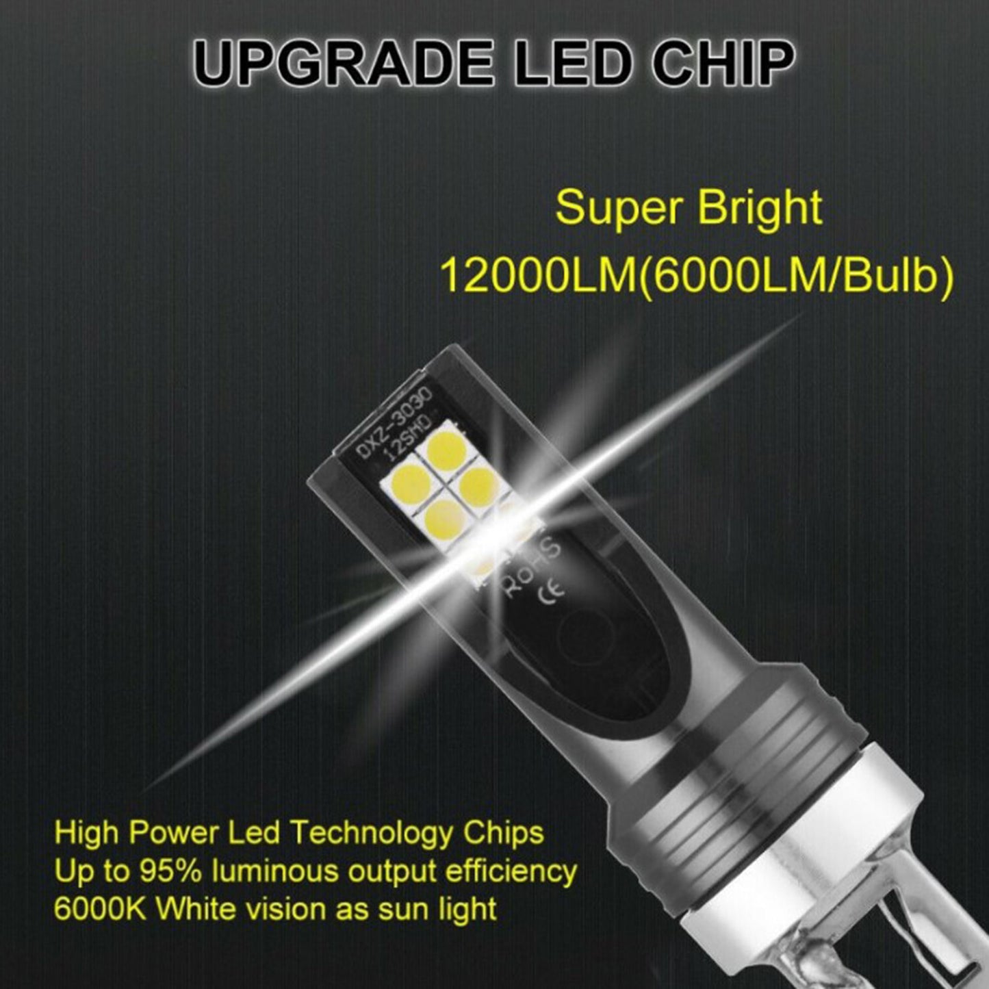 Car Fog 200W Headlight Bulbs Kit 6000K White Running Decoder F6Y8