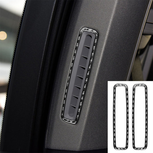 2¡ÁCarbon Fiber B-pillar Air Vent Outlet Ring Trim for Porsche for Panamera 2010-2016