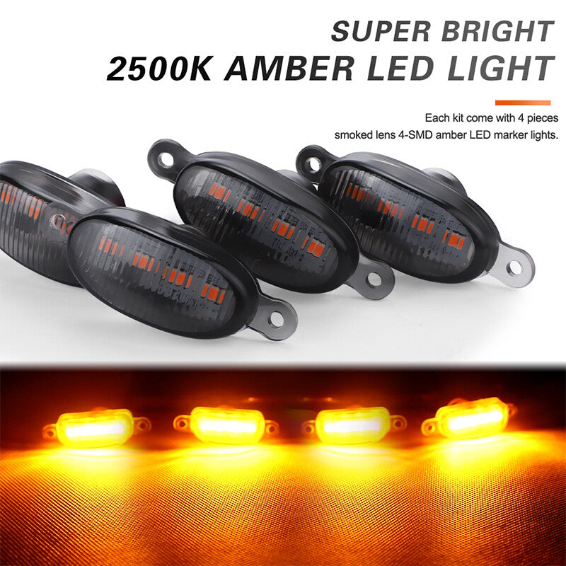 4x Smoke Lens Amber LED Front Grill Running Light Fit for Ford F150 Style