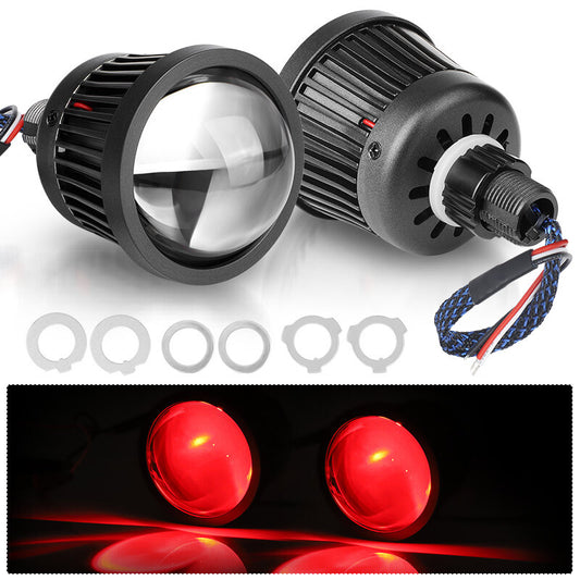 2x 2.5'' LED Projector Lens High Beam Fog Light Red Devil Eye 6000K White 70W