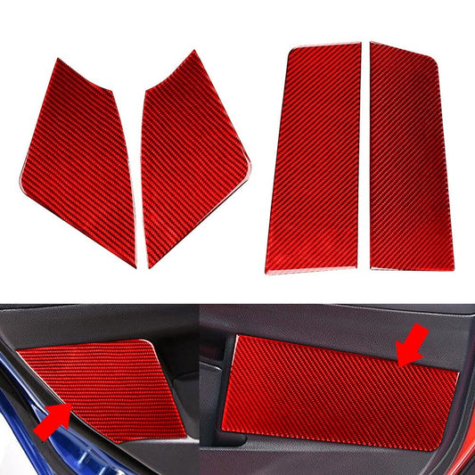 Carbon Fiber Red Door Panel Cover Trim for Subaru WRX STI 2015-2021
