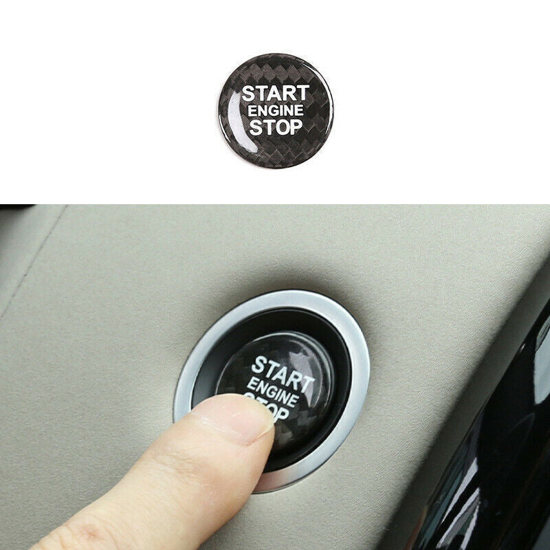 for Jaguar XJ 2010-2019Carbon Fiber Start Stop Button Ignition Switch Cover Trim