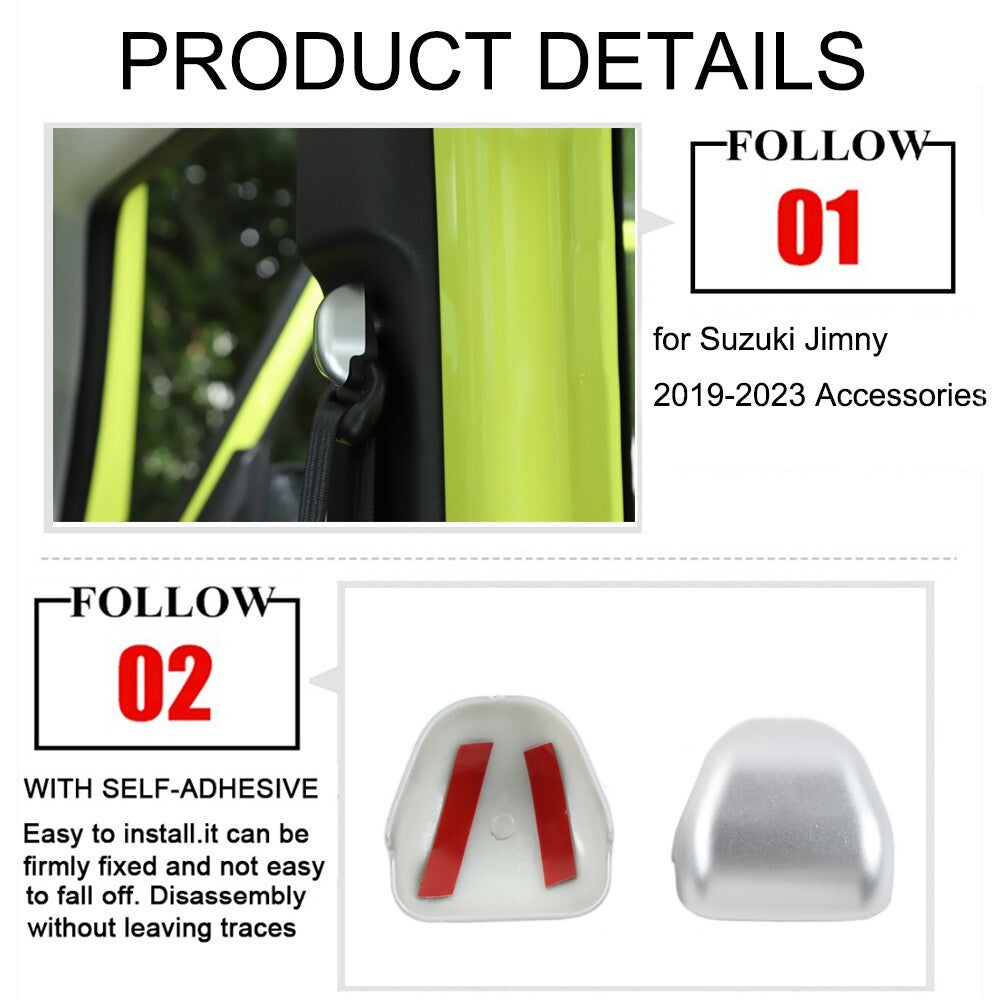 Silver for Seat Safety Belt Buckle Decoration Cover Trim for Suzuki for Jimny 2019-2023