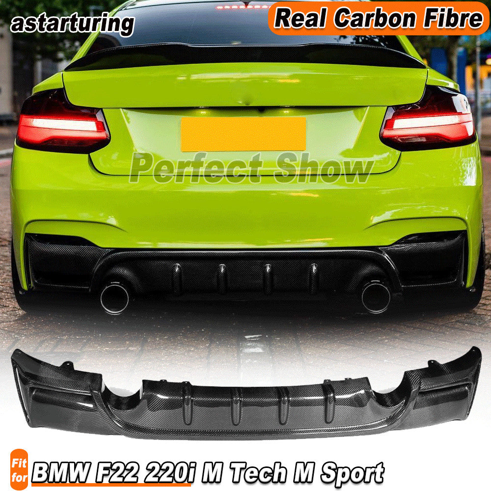 for BMW 2 Series F22 220i M Tech M Sport 14-17 REAL Carbon Rear Bumper Diffuser
