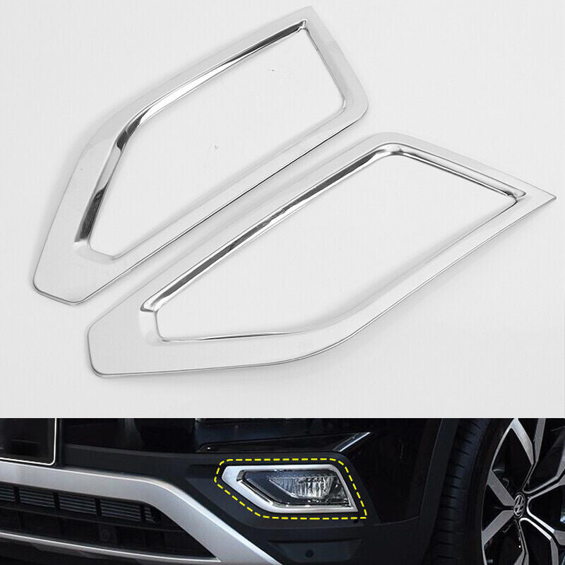 Front Fog Light Frame Cover Trim For 2018-2020 for Volkswagen Atlas Stainless Chrome