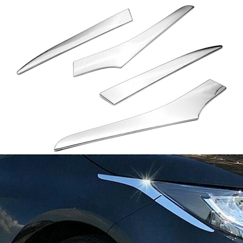4x Chrome Front Headlight Eyelid Cover Trim Fit for Toyota for Corolla Hatchback 19-20