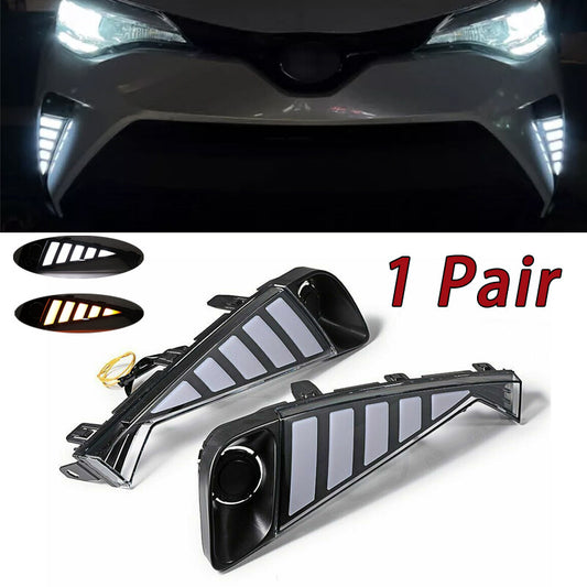LED DRL Daytime Running Fog Lights w/Turn Signal for Toyota 2020-2021 C-HR CHR