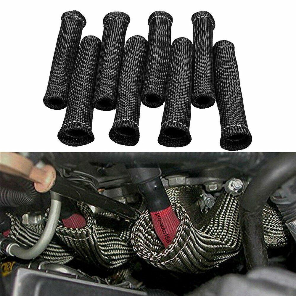 8PCS BLACK 2500¡ã SPARK PLUG WIRE BOOTS HEAT SHIELD PROTECTOR SLEEVE FOR SBC BBC