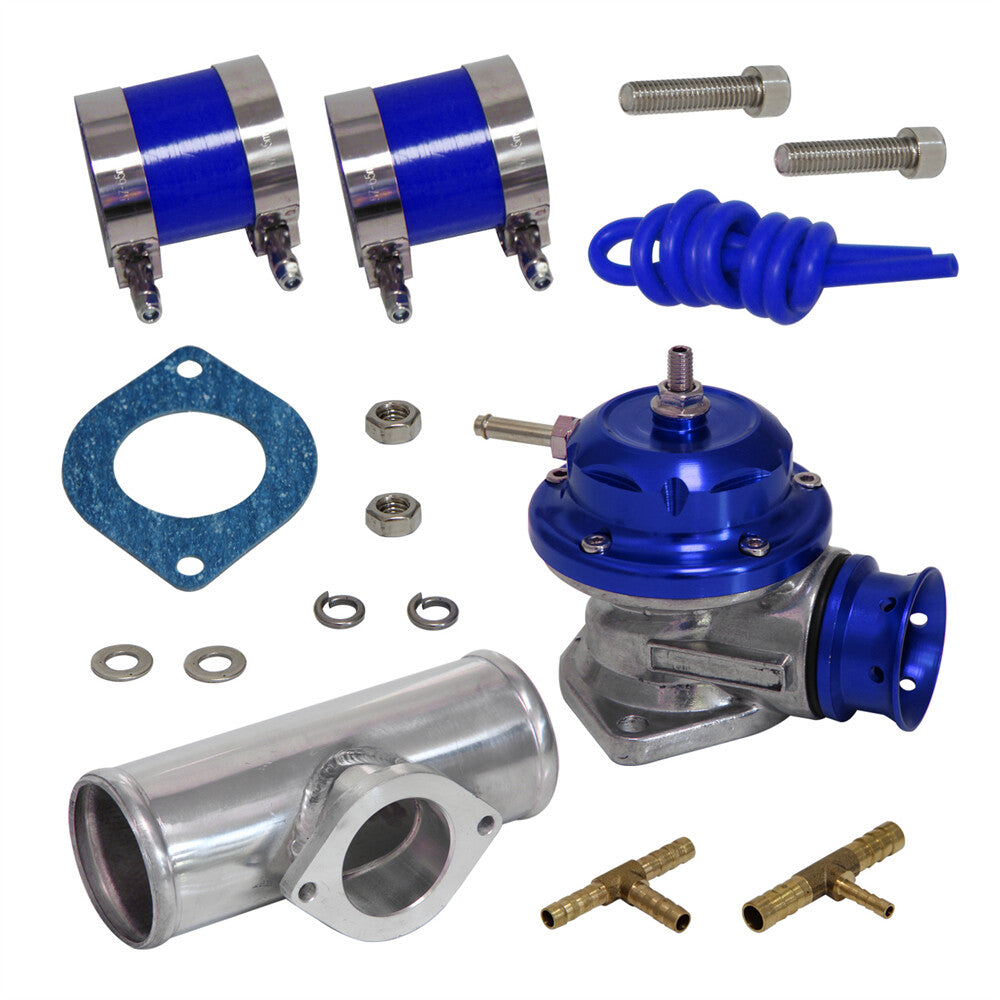 30 PSI Adjustable Turbo Blow Off Valve +Type RS 2.25 Flange Pipe Adapter Kit BL