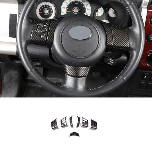 for Toyota FJ Cruiser 2007-21 Carbon Fiber Steering Wheel Switch Cover Trim 7PCS
