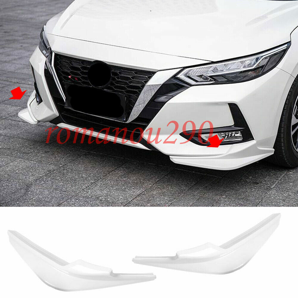 for Nissan Sentra 2020-2023 ABS White Front Bumper Side Corner Spoiler Trim 2pcs
