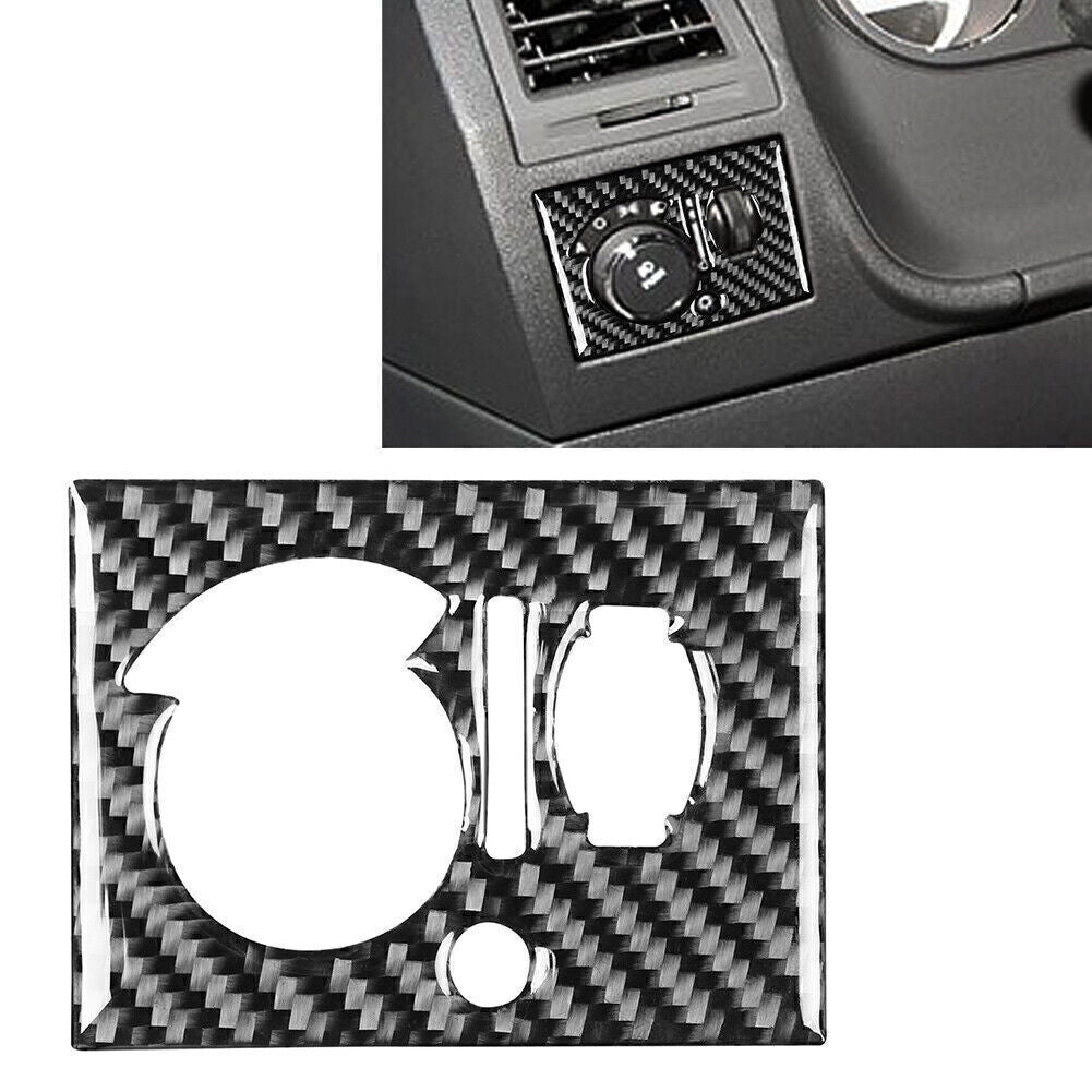 Carbon Fiber Headlight Switch Panel Cover Trim for Dodge for Challenger 2008-2014