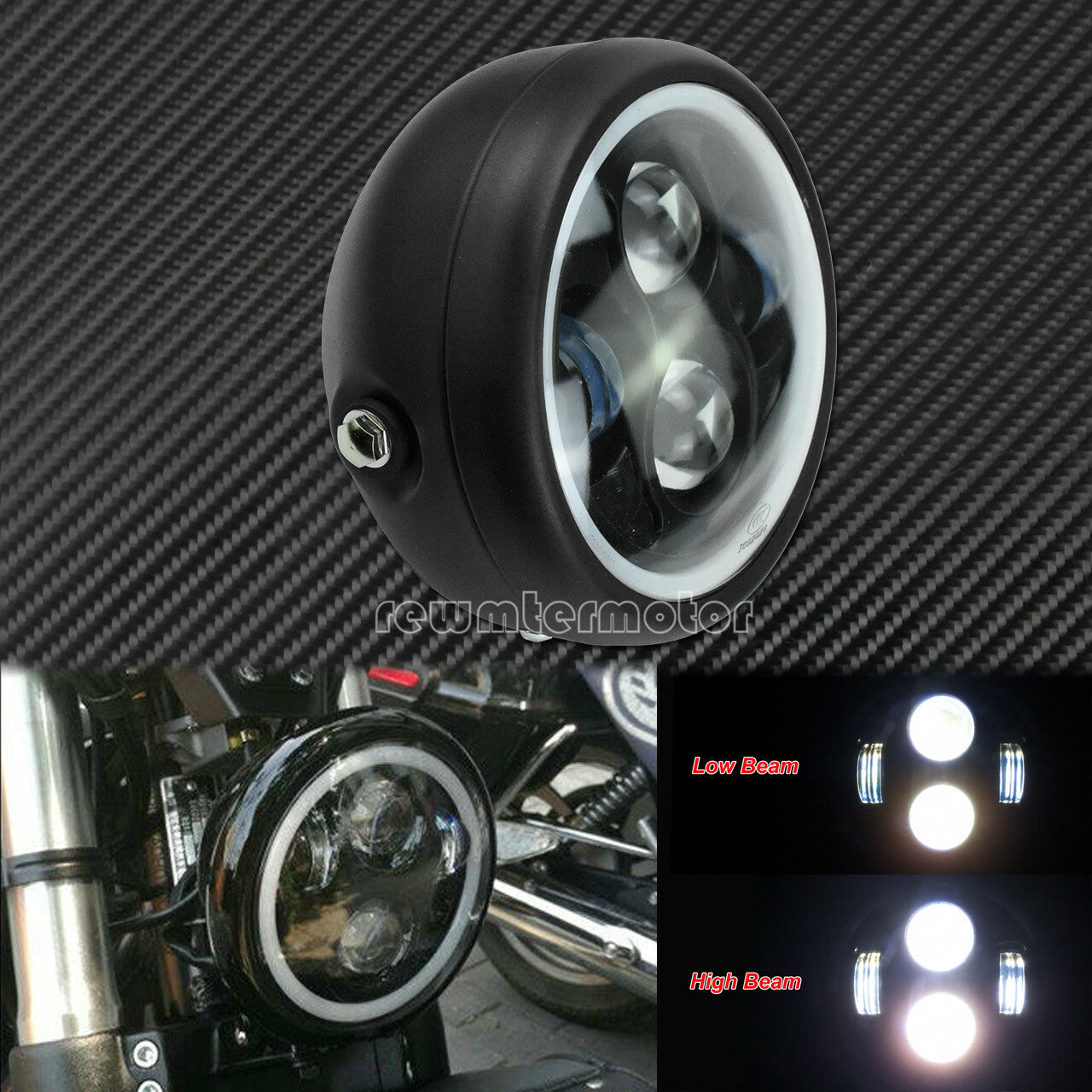 6.5 Motorcycle Front Headlight Grill LED Lamp Fit for Harley Sportster Racer