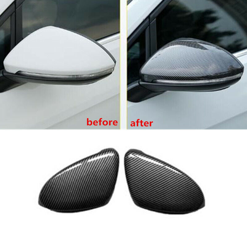 Carbon Fiber Rearview Side Mirror Decor Cover Trim for VW for Golf MK7 MK7.5 2013-19