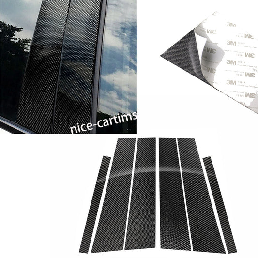 6¡ÁCarbon Fiber Door Window Pillar Posts Panel Trim for Benz C Class W205 2014-19