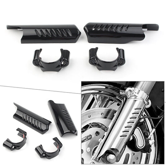 2x Black Fork Lower Leg Deflectors Shield Cover Fit for Harley Softail Dyna FL FXSTB