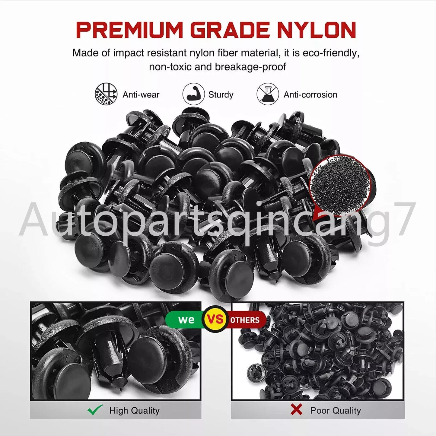 Fits for Honda 100Pcs Bumper Clips 10MMHood Fender Push Rivets Retainer Fasteners