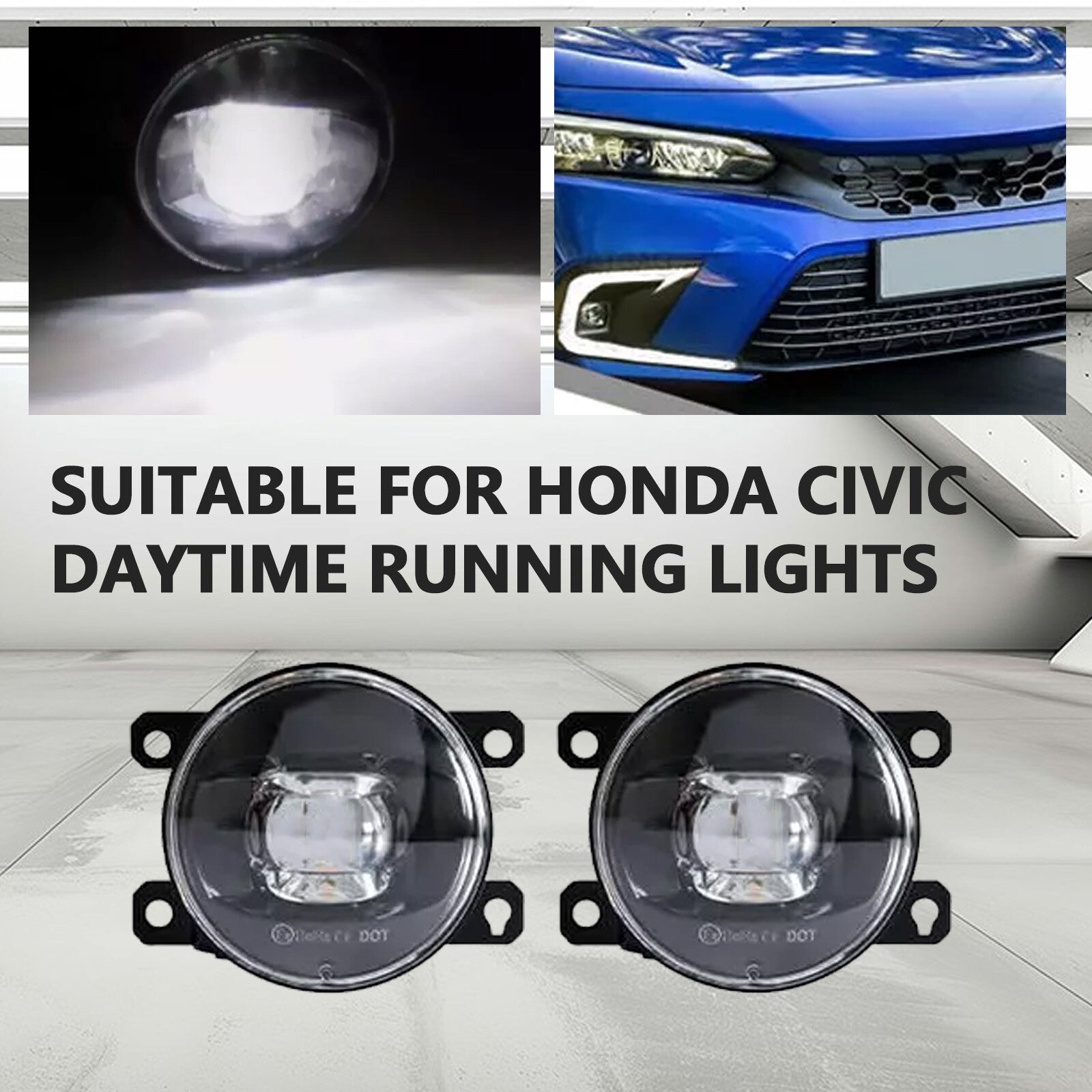 For 2022-2024 for Honda for Civic DRL LED Daytime Running Light Fog Light Kits Pair NenE