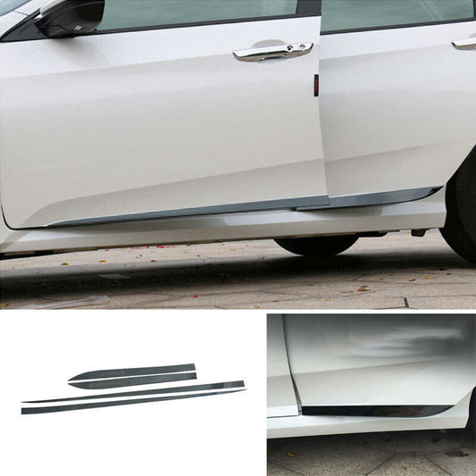 Bright Black Body Side Door Molding Strips Trim for Honda for Civic 10th 2016-2021