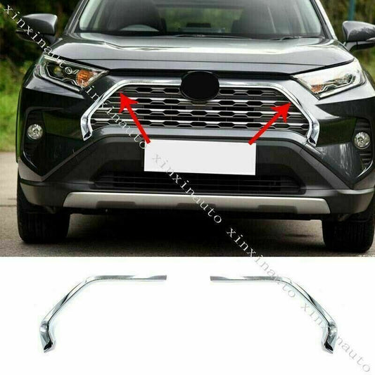 for Toyota RAV4 2019-2023 Chrome Front Center Mesh Grille Grill Strip Cover Trim