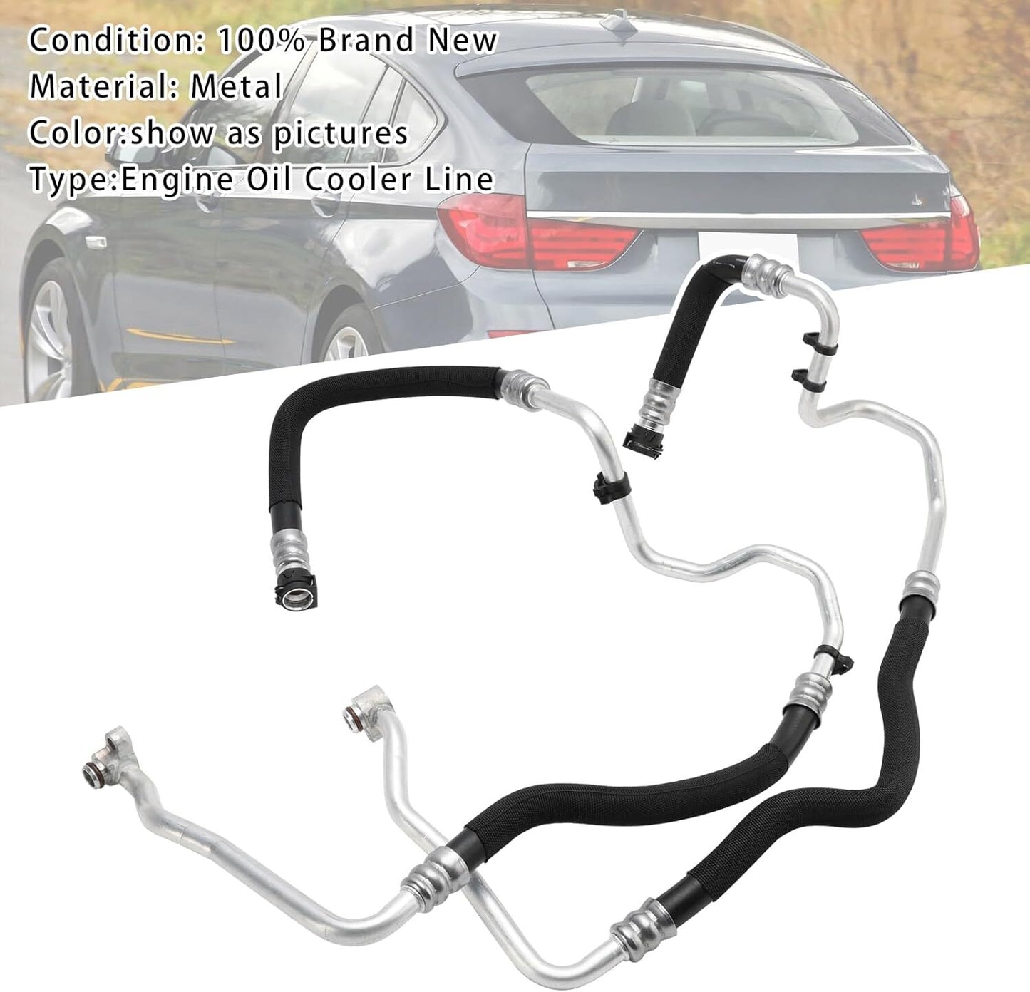 2x Engine Oil Cooler Line for BMW 550i 550i GT 650i 750i 17227589509 17227589510