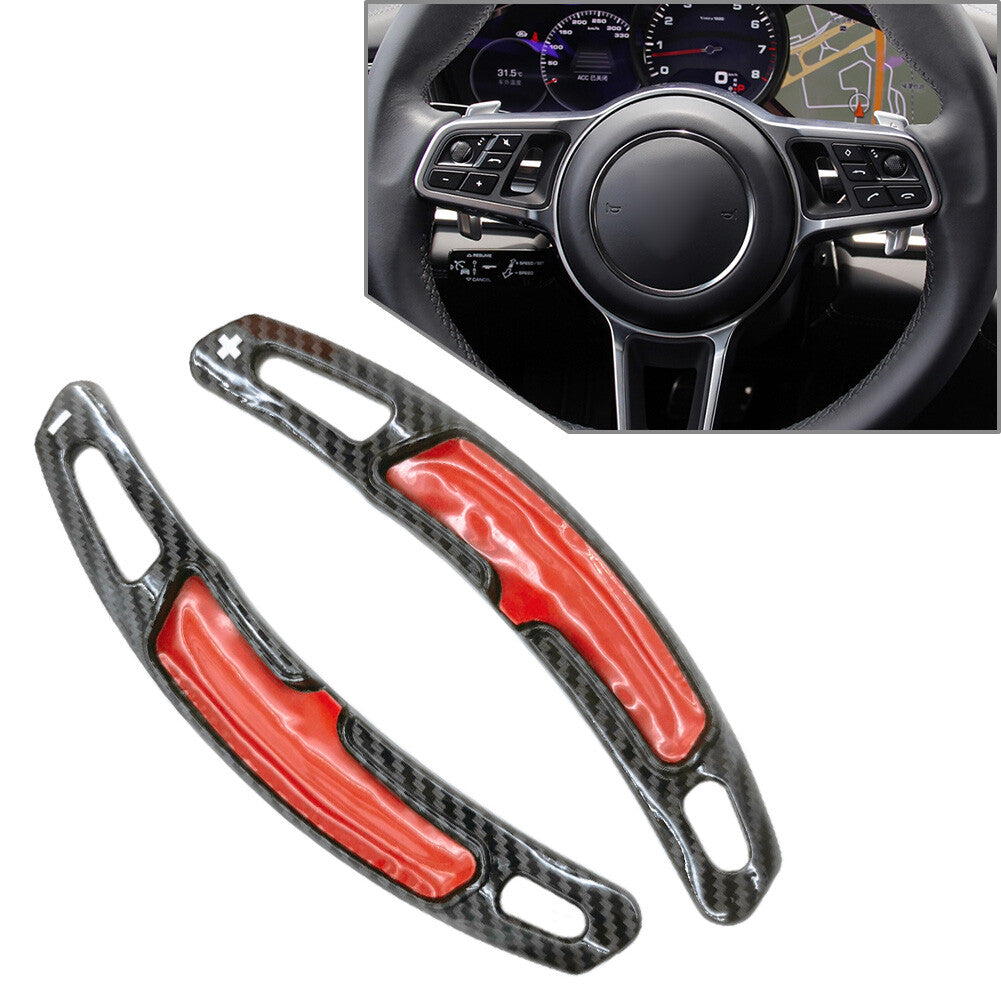 2x Steering Wheel Shift Paddle Shifter Extension Fit for Porsche for Panamera 16-20 BLK