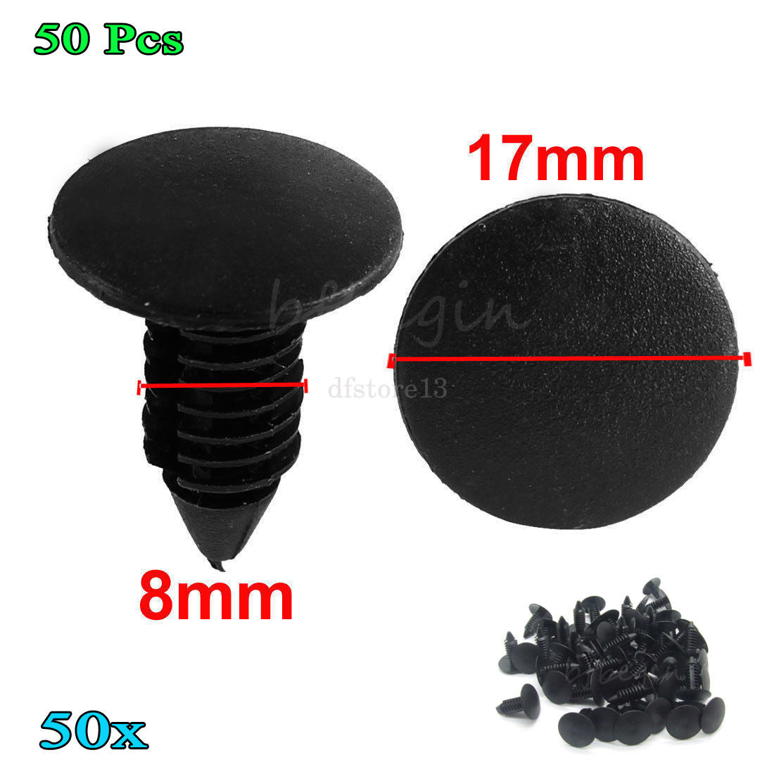 50-piece anti-collision clips, car body hole plastic rivet fasteners, mudguards - Plastic promotion