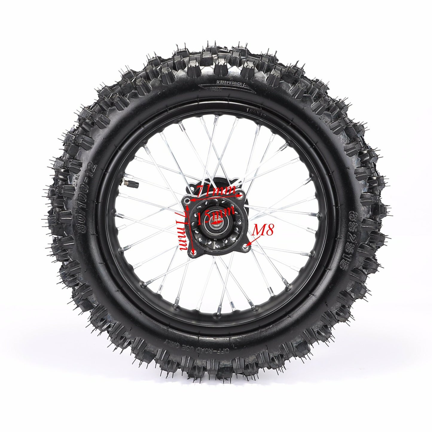 12-inch rear wheel, 80/100-12 tire + rim dirt pit bicycle SSR 110cc 125cc CRF70 CRF50