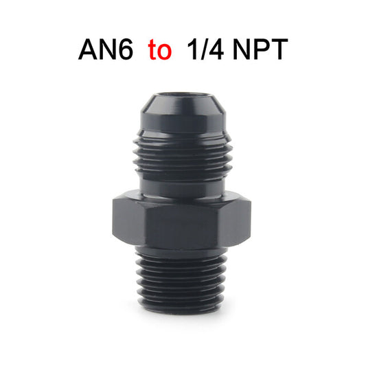 1-Piece Straight Adapter 6 AN to 1/4 NPT Accessories Black Aluminum Alloy