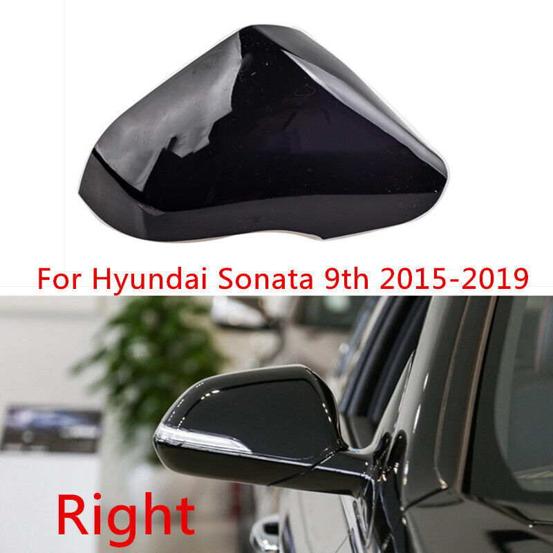 Black RH Rearview Door Mirror Cap Shell Cover for Hyundai Sonata 9th 2015-2019
