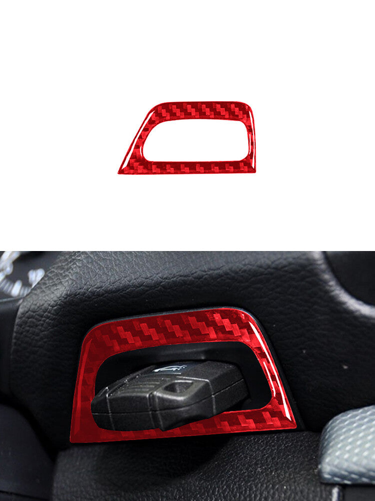 Red carbon fiber keyhole trim for BMW 1 Series convertible E82/E88 2008-2013