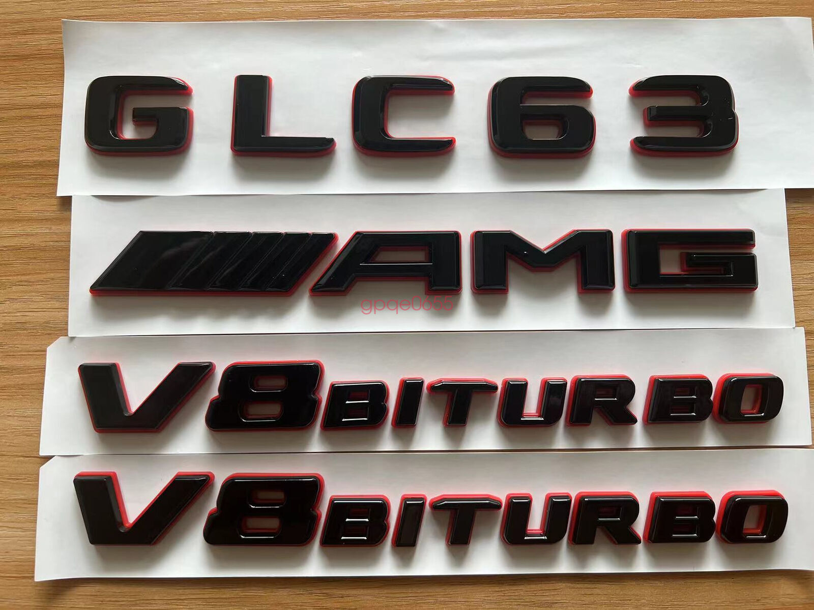 Black RED GLC63 AMG V8 BITURBO Emblem Badge Sticker Set For NEW AMG