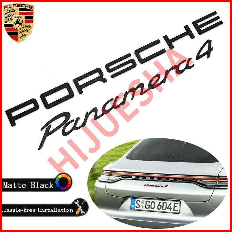 Matte Black for Porsche for Panamera 4 Letters Rear Badge Emblem Set Look Deck lid