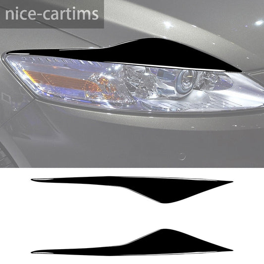 2¡ÁPiano Black Front Headlight Eyelids Eyebrow Trim for Ford Mondeo MK4 2007-2013
