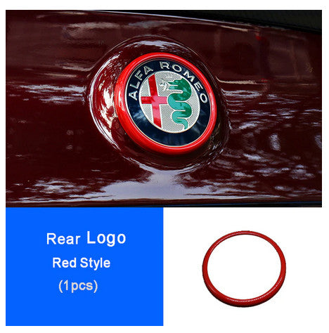 1-Pack Red for Alfa Romeo Giulia Rear Boot Trunk Ring Badge Sign Cover
