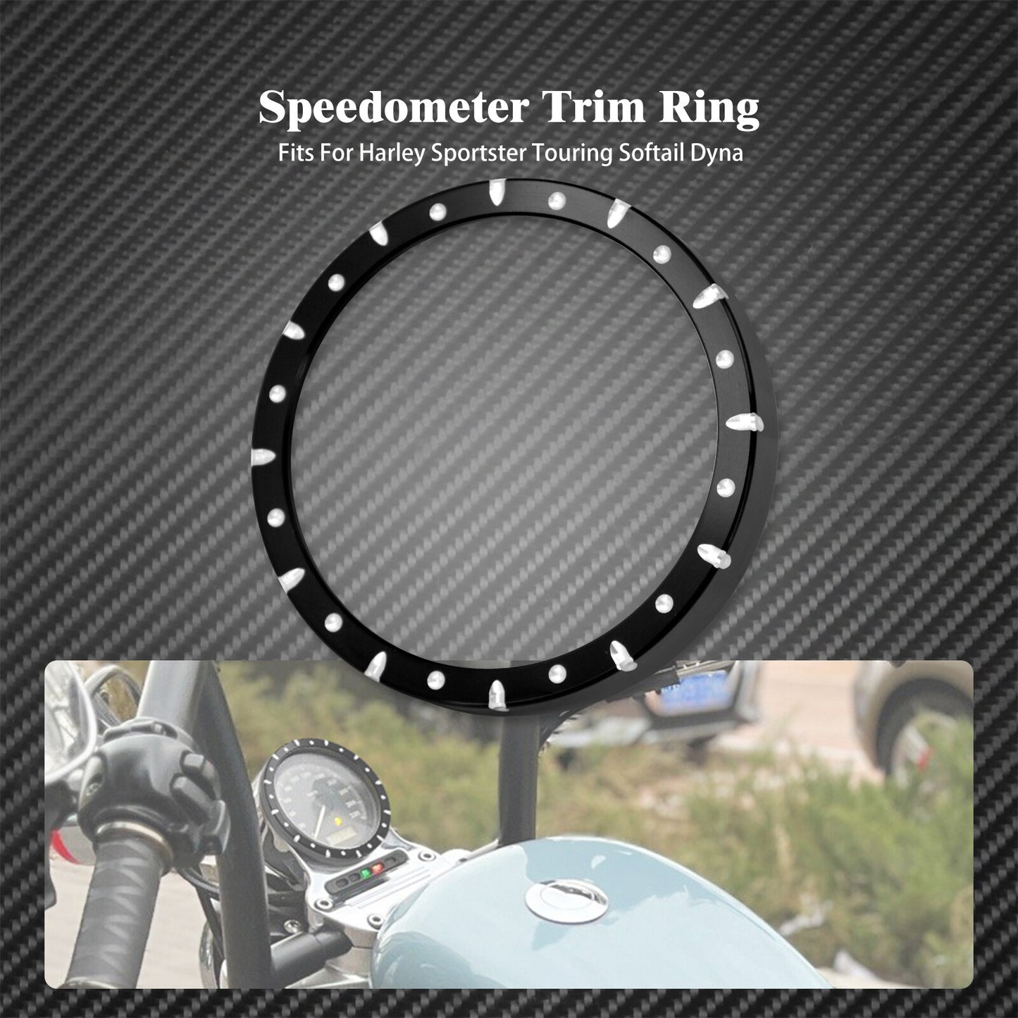 Dots Speedometer Gauge Trim Ring Fit For Sportster 883 1200 Dyna Electra Glide