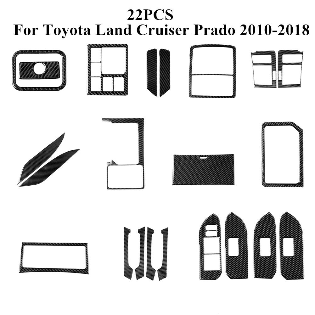 22Pcs Carbon Fiber Full Cover Trim Kit for Toyota for Land Cruiser Prado 2010-2018