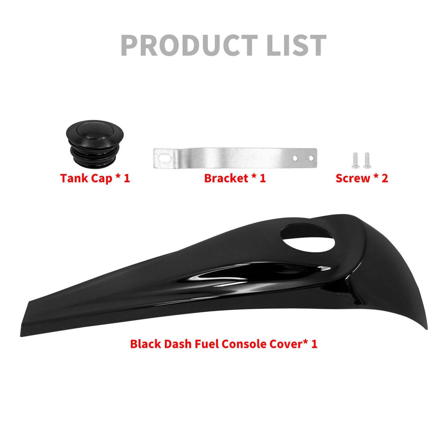 Black Dash Fuel Console Cover Gas Tank Cap for Harley Road Electra Glide 08-2023