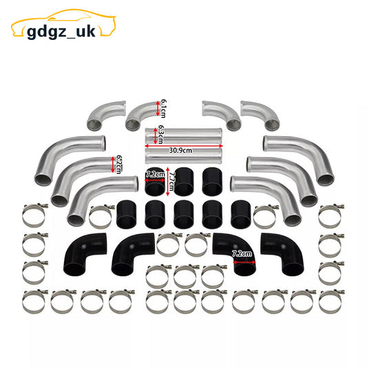 12pcs 2.5 2.5inch DIY Intercooler Tube Piping PipeSilicone Coupler Clamp Kit