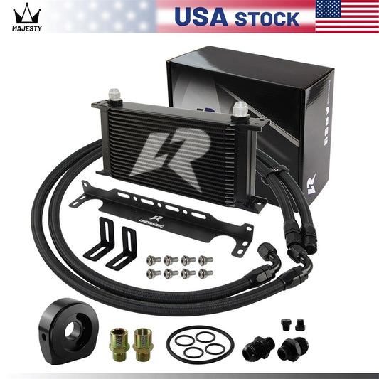 LR 19 Row AN10 Oil cooler w/Bracket+Filter Adapter Hose Kit 3/416  M201.5 BK