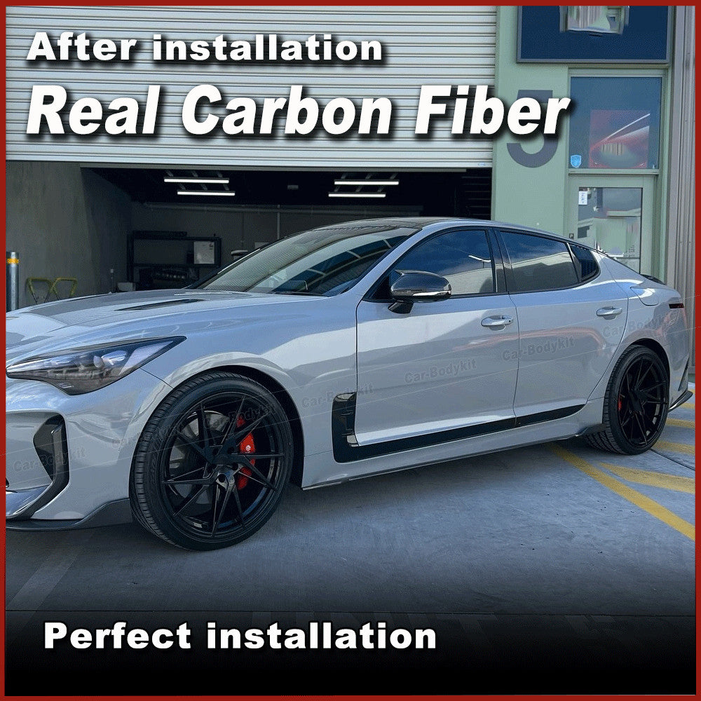 for Kia K8 Stinger GT 2018-23 Real Carbon Fiber Side Skirt Extension Lip Spoiler