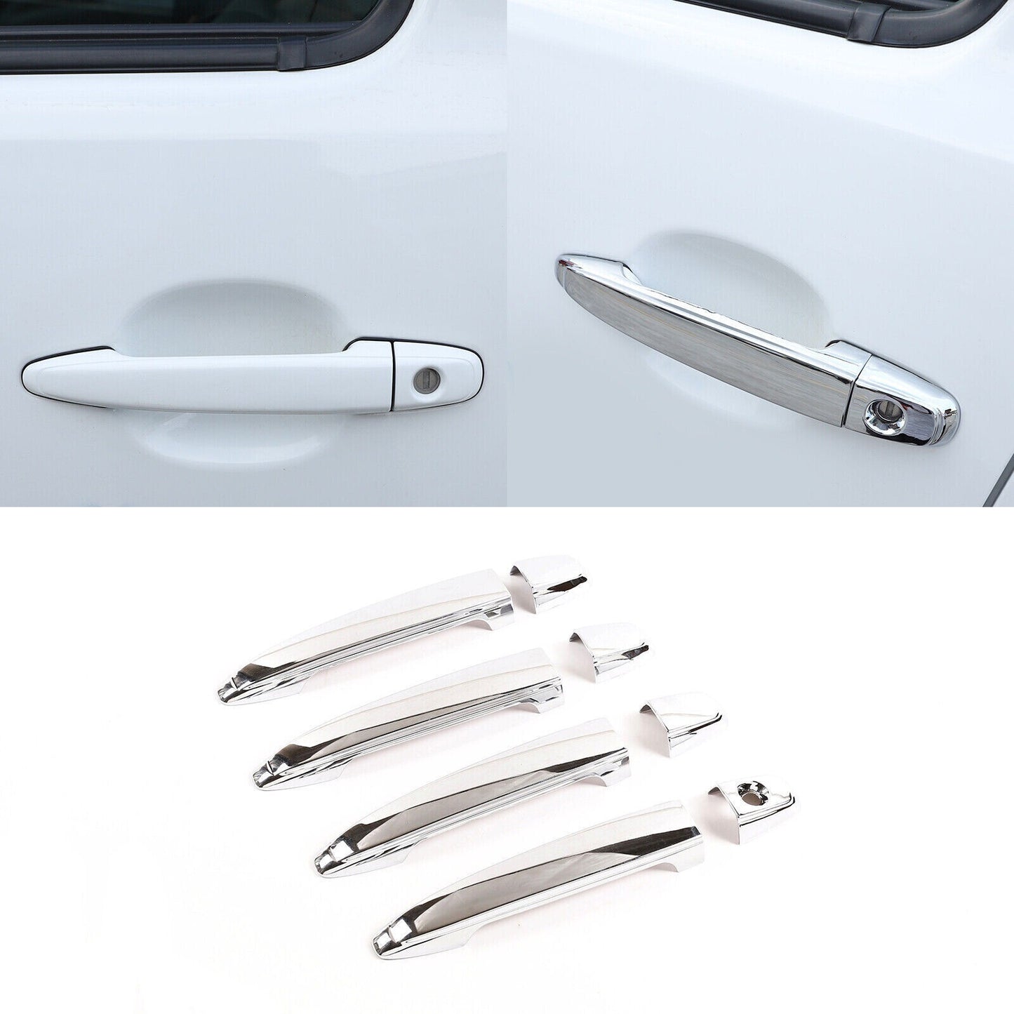 Fit For T@yota T@coma 2011-2015 Chrome ABS Side Door Handle Decorative Trim 8PCS