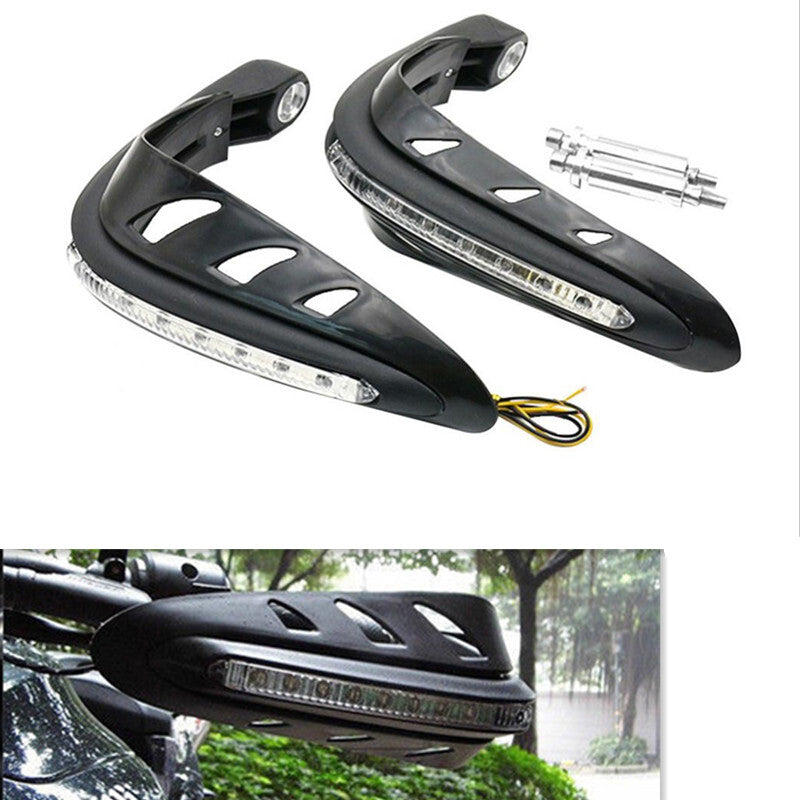 Motorcycle White LED Light Hand Guard Protectors Handlebar Cover for Handle 22MM