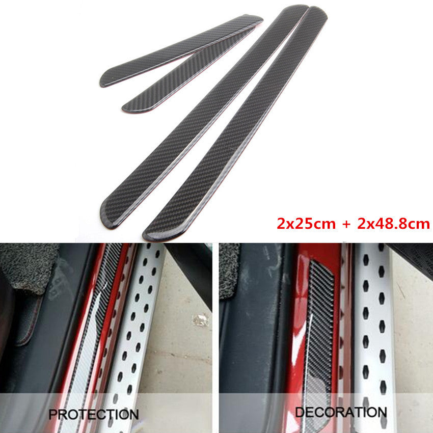 Car Door Sill Pedal Cover Panel Step Protector Strip Carbon Fiber Scuff Plate 4X