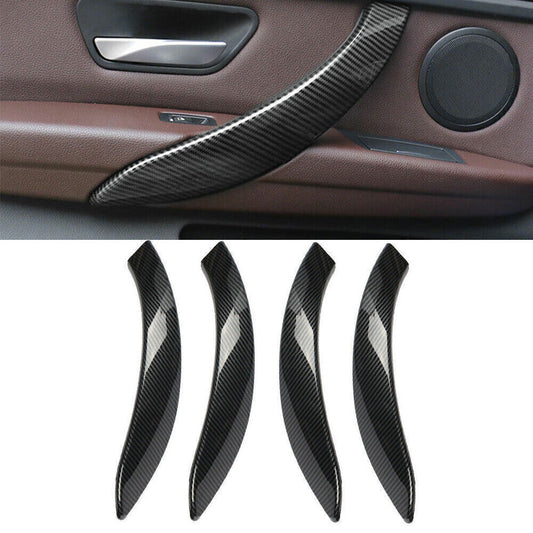 Carbon Fiber Look Interior Door Armrest Strip Trim 4P for BMW 3 Series 2014-2018