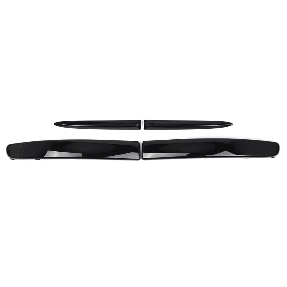 Front Bumper Upper Lower Grille Moulding Trim Gloss Black for Fiat 500 2007-2015