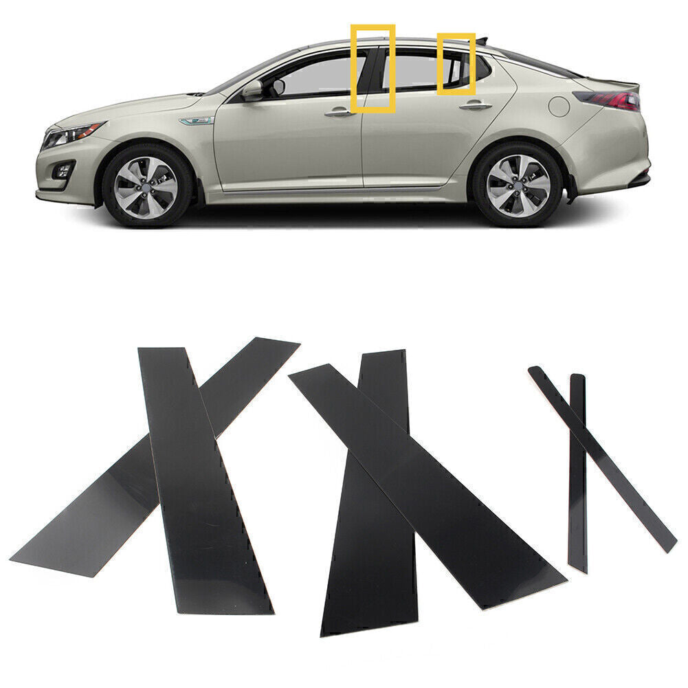 6Pcs Door Trim Pillar Posts Gloss Black Cover Kit for Kia Optima 2011-2015 2012