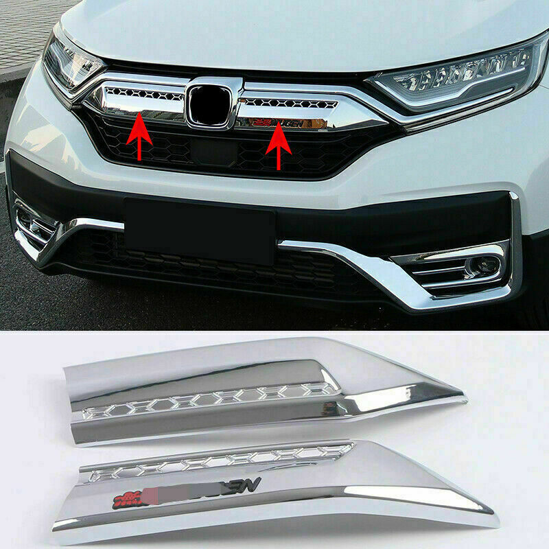 2P for Honda CR-V CRV 2020-2022 Chrome Front Bumper Grille Mesh Molding Cap Trim