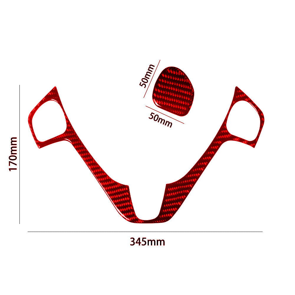 2Pcs Red Carbon Fiber Steering Wheel Accent Cover Trim for Ford Fiesta 2011-2015